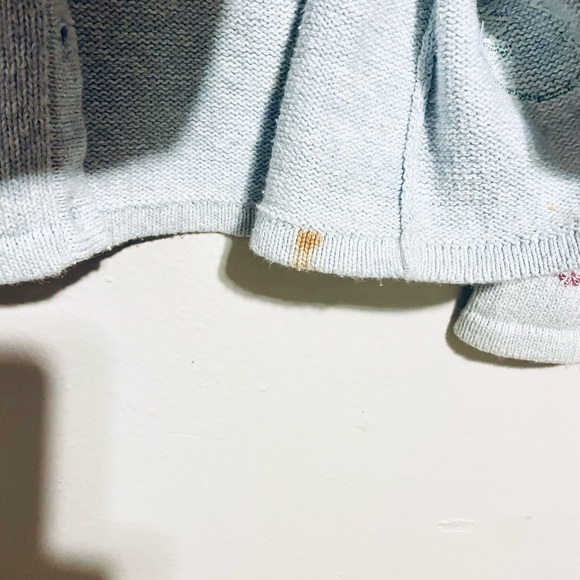 Star Blue Originals Pastel Blue Snowman Christmas Sweater Cardigan Crochet Knit - Picture 3 of 5